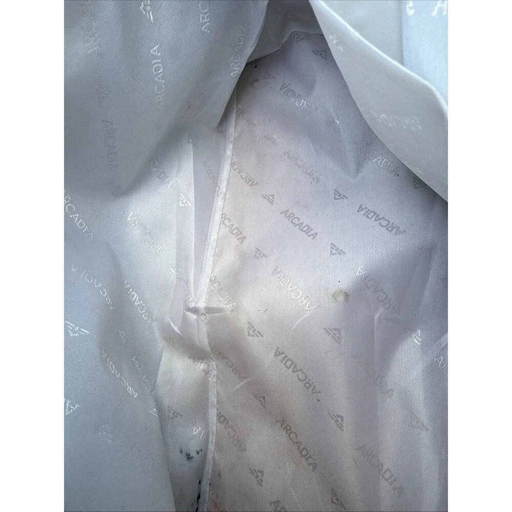ARCADIA Italy Patent Leather handbang Cream W Gold tone Zip Logo Tan Handles & B - Picture 4 of 11